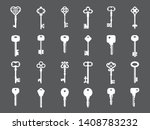 Key collection. Retro and modern house key silhouettes vector template for logo design. Set of keys white silhouette for safety house illustration
