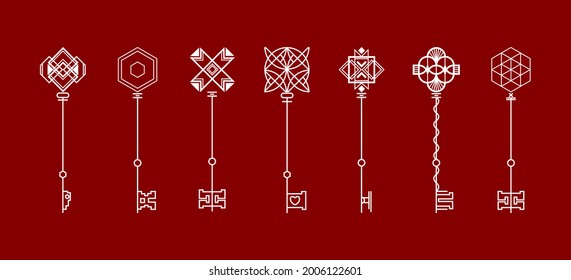 Key collection. Retro key vector logo design template. EPS 10.