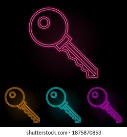 key color neon set. Simple thin line, outline vector of web icons for ui and ux, website or mobile application