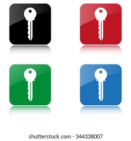 Key  - color vector icon  with shadow