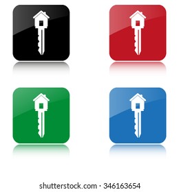 key  - color vector icon  with shadow