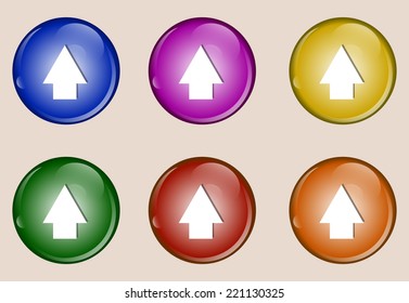 up key colorful web icon set button vector