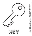 Key Coloring Page Vector Illustration Outline Icon for Kids