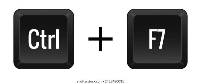 Key combination Ctrl f7 line icon. Sleek, compact, illuminated, efficient, user-friendly, technology, contemporary, keys, typing, productivity. Vector linear icon for business and advertising
