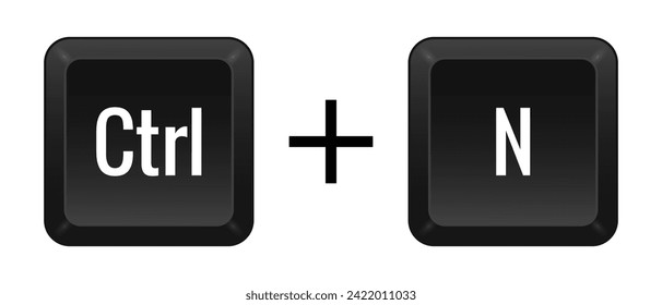 Key combination Ctrl N line icon. Productivity, automation, routine functions, creativity, computer software, efficiency. Vector linear icon for business and advertising