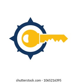 Key Compass Logo Icon Design