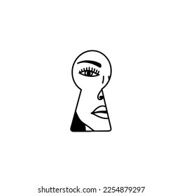  key concept female face vector illustration