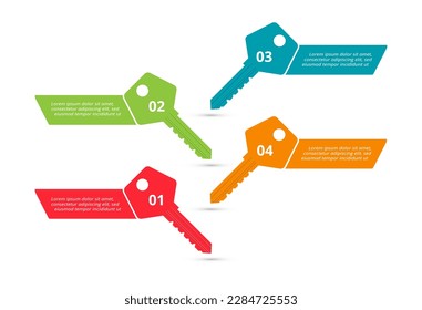 Key concept for infographic with 4 steps, options, parts or processes. Business data visualization.	