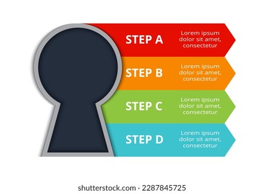 Key concept for infographic with 4 steps, options, parts or processes. Business data visualization.	