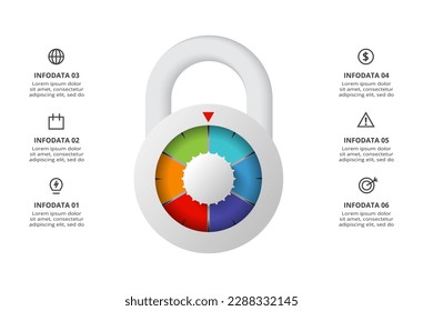 Key concept for infographic with 6 steps, options, parts or processes. Business data visualization.