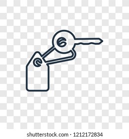 Key concept vector linear icon isolated on transparent background, Key concept transparency concept in outline style