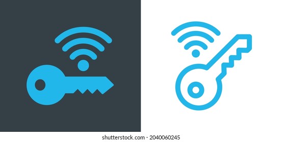 Key connecting with wifi icon vector illustration. Security system