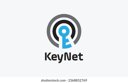 Key connection minimalist logo design for technology digital company