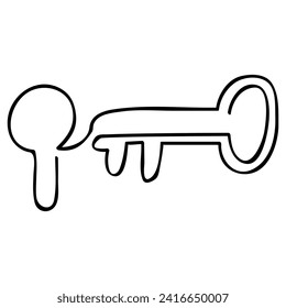 key, continuous line art, vector hand draw sketch
