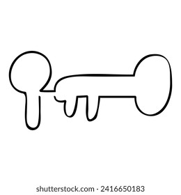 key, continuous line art, vector hand draw sketch
