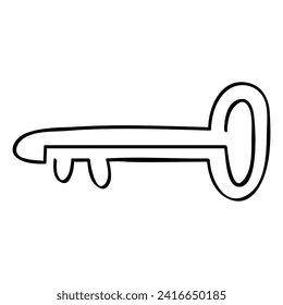 key, continuous line art, vector hand draw sketch
