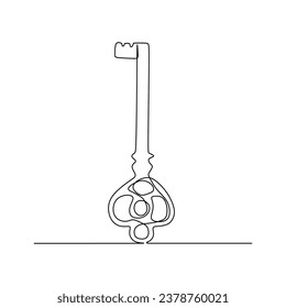 Dibujo de una línea continua clave. Ilustración vectorial aislada en fondo blanco. Diseño minimalista a mano.