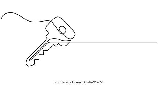 key continuous one line drawing, Key one line continuous drawing. Home key continuous one line illustration. Vector minimalist linear illustration, continuous line drawing of key vector illustration.