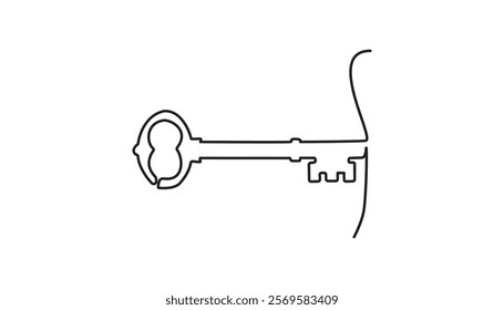 key continuous one line drawing illustration