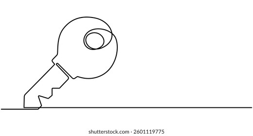 key continuous one line drawing, Key one line continuous drawing. Home key continuous one line illustration. Vector minimalist linear illustration, continuous line drawing of key vector illustration.