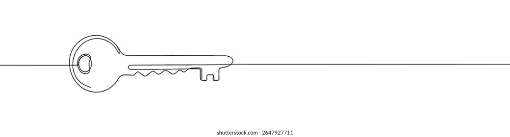 Dibujo continuo clave de una línea. Contraseña, llave de casa, símbolo de seguridad. Ilustración vectorial.