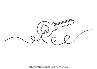 Dibujo continuo clave de una línea en estilo minimalista ilustración de contorno aislado