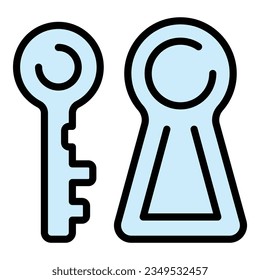 Key control mind icon outline vector. Stress reduction. Calm health color flat