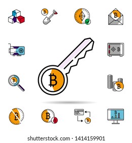 key, cryptocurrency, bitcoin, password icon. Universal set of cryptocurrency for website design and development, app development