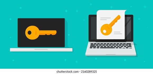 Key Cyber Digital Security Vector Online Flat Or Computer Pc Secure Wallet With Passwords Data Technology Icon Illustration 