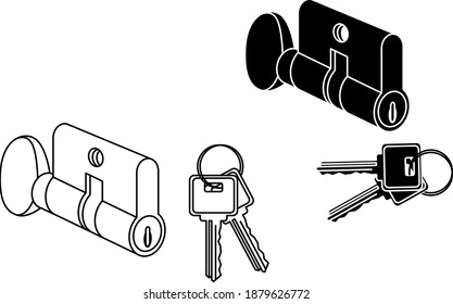 Key Cylinder Lock icon, vector