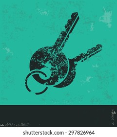 Key design on green background,grunge vector