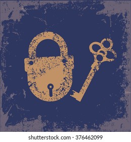 Key design on old paper background,vector