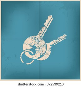 Key design on old paper background,vector
