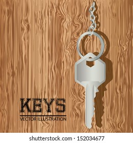 key design over wooden background vector illustration