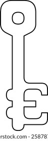 Key Design Shape Featuring The British Pound Currency Symbol Outline