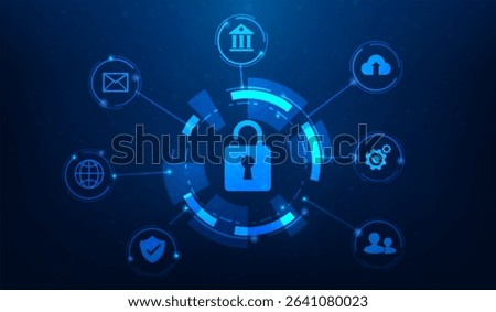 key digital cyber security protection technology background. vector illustration fantastic technology.
