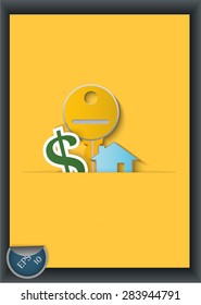 Key, dollar and house in your pocket