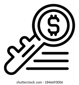 Key dollar icon. Outline key dollar vector icon for web design isolated on white background