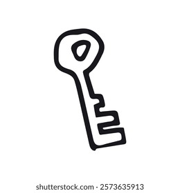 Key Doodle Icon, line hand drawn private access symbol vector design. Great for mobile app, web design, banner, etc
