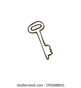 Key Doodle Icon On White Background Vector Illustration