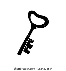 key doodle icon vector hand drawing flat black
