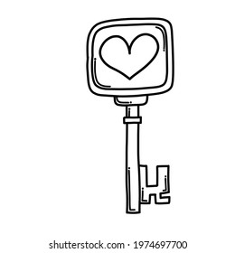 Key Doodle vector icon. Drawing sketch illustration hand drawn cartoon line.