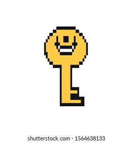 key door 8 bits pixelated style icon vector illustration design