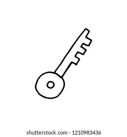 key for the door lock icon. hand drawing object in isolation.