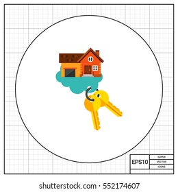 Key Of Dream House In Cloud Icon