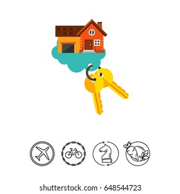 Key of dream house in cloud icon