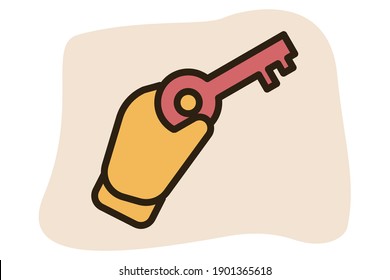 Color de línea de icono duplicado clave en el negocio de diseño plano y soporte la reflexión.
