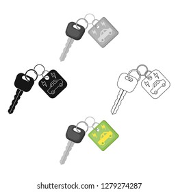 Key from eco car icon in outline style isolated on white background. Bio and ecology symbol stock vector illustration.