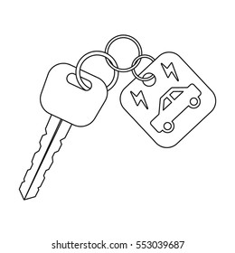 Key from eco car icon in outline style isolated on white background. Bio and ecology symbol stock vector illustration.