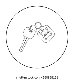 Key from eco car icon in outline style isolated on white background. Bio and ecology symbol stock vector illustration.